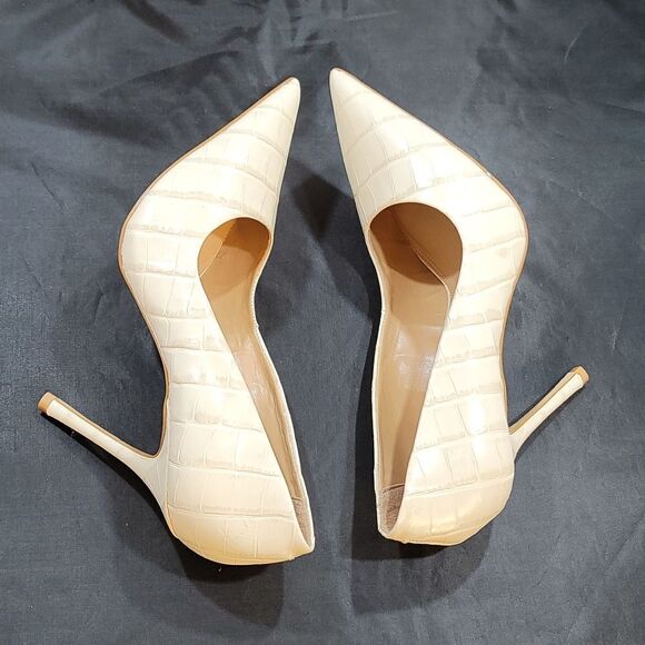 BRAND NEW BENTON VILLE CROCODILE EMBOSSED LEATHER PIN HEEL DRESS PUMPS - Picture 11 of 16